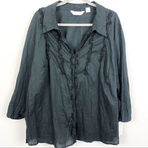 ALC WOMAN | Black Ruffle Hook & Eye Blouse Women’s Plus Size 2X